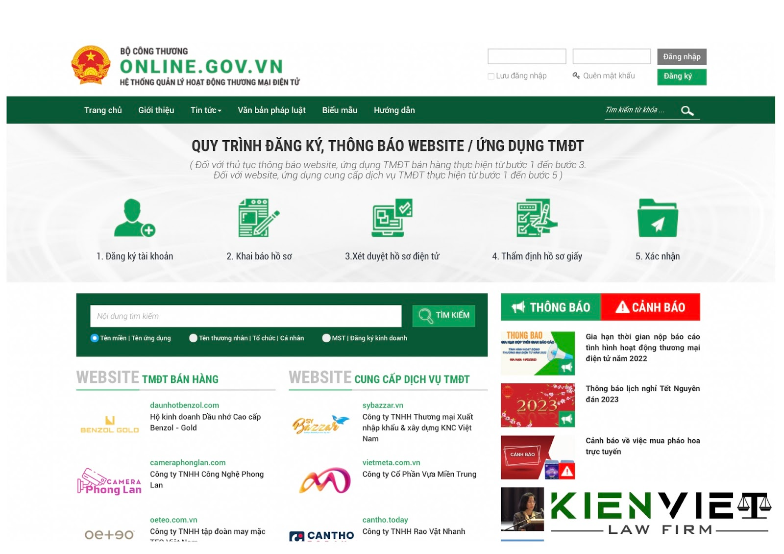 Thông báo và đăng ký website với Bộ Công thương theo quy định pháp luật