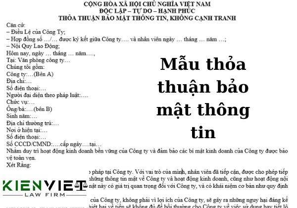 Mẫu thỏa thuận bảo mật thông tin chống cạnh tranh trong lao động