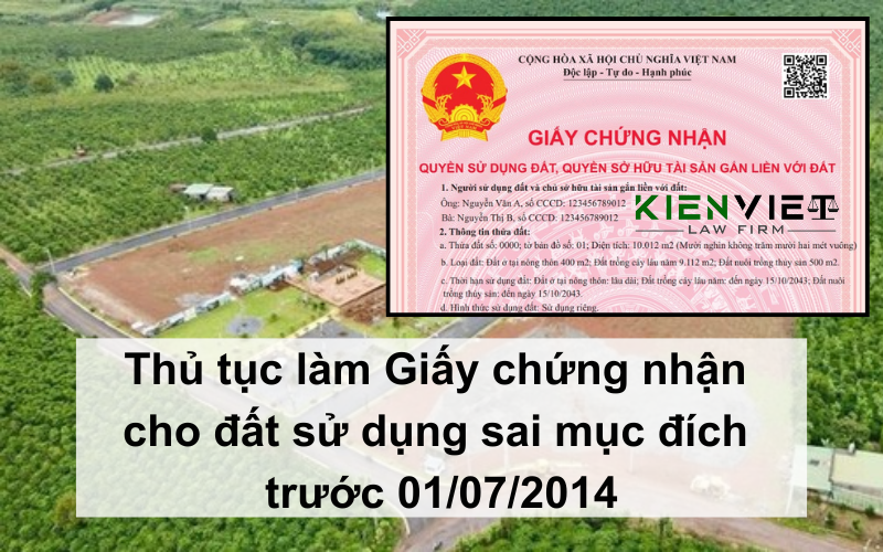 Làm giấy chứng nhận cho đất sử dụng sai mục đích